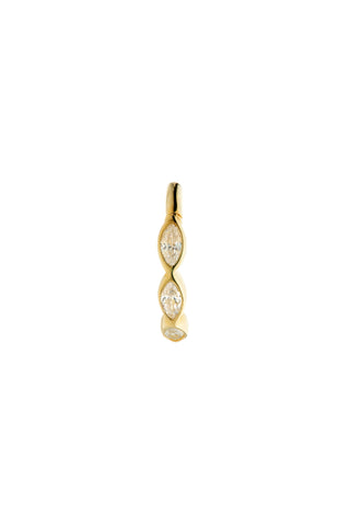 Solid Gold Jewelled Marquise Hinged Earring - Gold