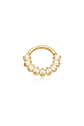 Solid Gold Front-Facing Gemstone Cluster Hinge Segment Ring