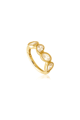 Solid Yellow Gold Multi Pear Gemstone Hinge Ring