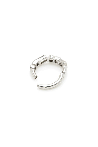 Solid Gold Multi Shaped Jewelled Hinge Ring - White Gold