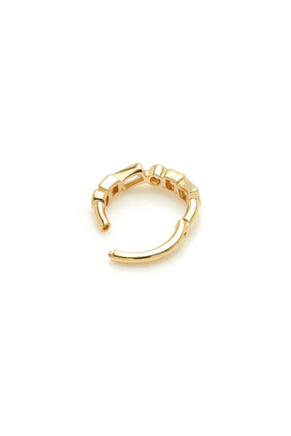 Solid Gold Multi Shaped Jewelled Hinge Ring - Gold