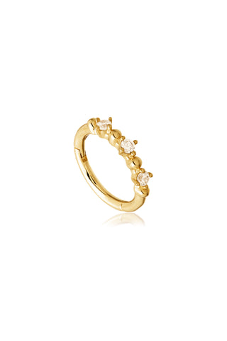 Solid Gold Gemstone Hinge Ring With Beads
