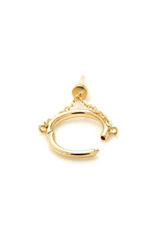 Solid Gold Hinged Earring with Hanging Cone Attachment - Gold