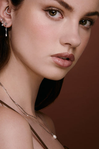 Nectar 9ct Solid Gold Pearl Necklace - White Gold