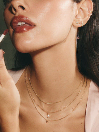 9ct Solid Gold Pearl Flat Curb Chain Necklace
