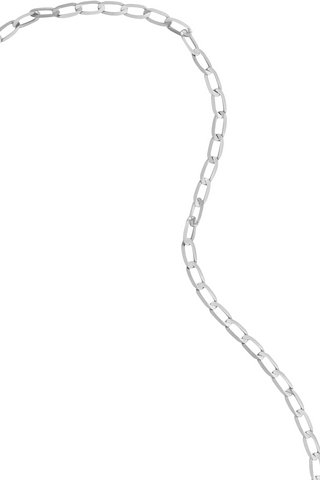 9ct Solid White Gold Moon & Star Flat Curb Chain Necklace