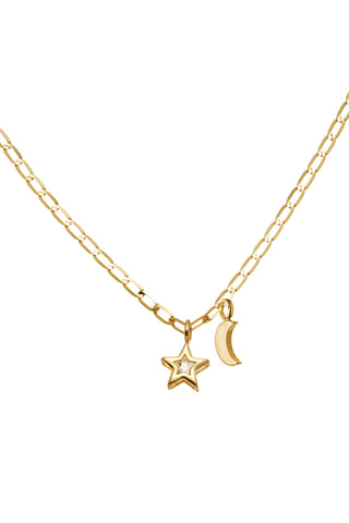 Nectar 9ct Solid Gold Moon & Star Necklace - Gold