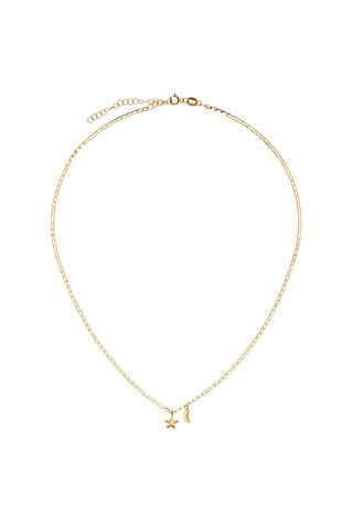 Nectar 9ct Solid Gold Moon & Star Necklace - Gold