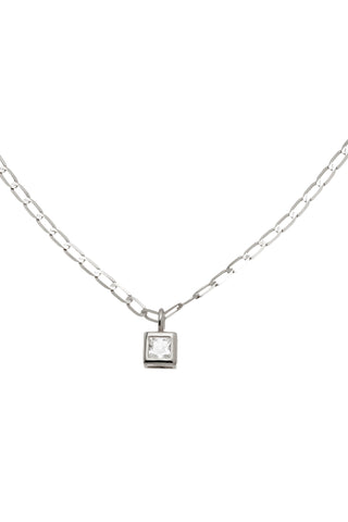 Nectar 9ct Solid Gold Square Necklace - White Gold