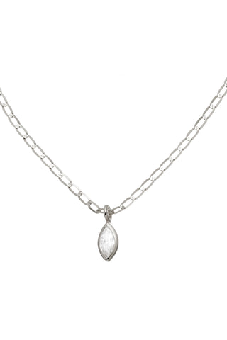 Nectar 9ct Solid Gold Marquise Necklace - White Gold