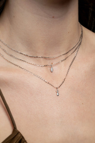 Nectar 9ct Solid Gold Marquise Necklace - White Gold