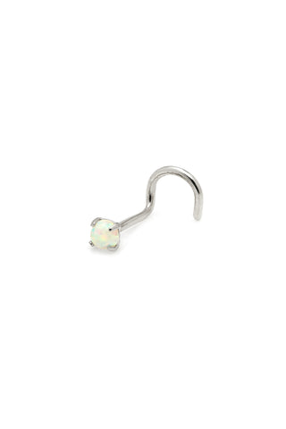 Fides 9ct Solid White Gold Opal Nose Stud