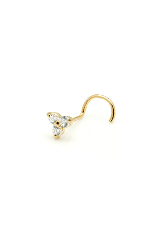 Aine Solid Gold Trinity Gem Nose Stud