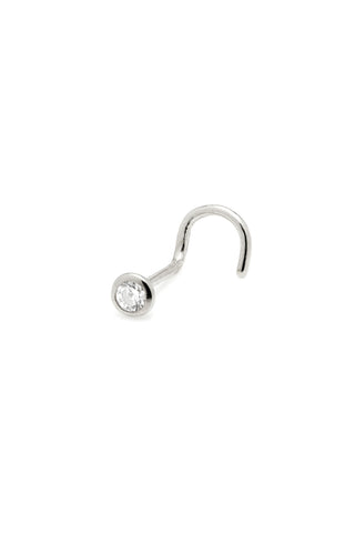 Freyja 9ct Solid White Gold Bezel Nose Stud