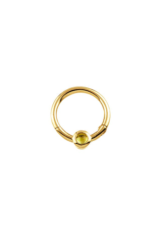 Solid 14ct Yellow Gold Peridot Hinge Ring
