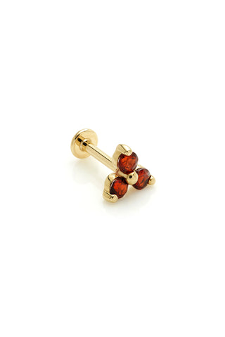 Solid 14ct Gold Threadless Marquise Garnet Flat Back Stud