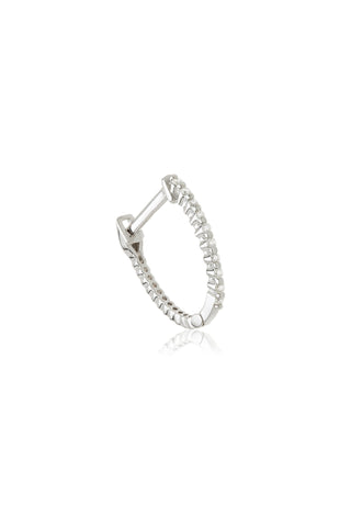 Solid 14ct White Gold Diamond Pavé Hoop Earring