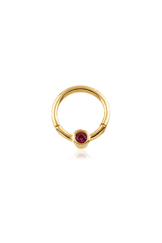 Solid 14ct Yellow Gold Rhodolite Hinge Ring