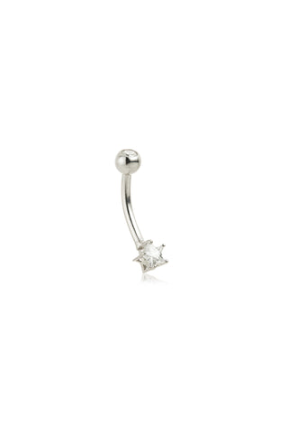 Solid 14ct Gold Jewelled Star Rook Bar - White Gold