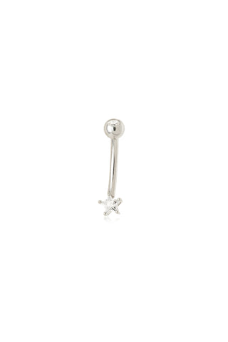 Solid 14ct Gold Jewelled Star Rook Bar - White Gold