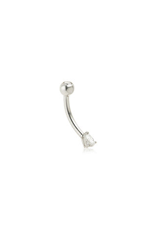 Solid 14ct Gold Jewelled Tear Rook Bar - White Gold