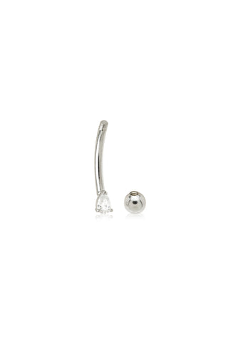Solid 14ct Gold Jewelled Tear Rook Bar - White Gold