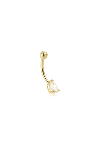 Solid 14ct Gold Jewelled Tear Rook Bar - Gold