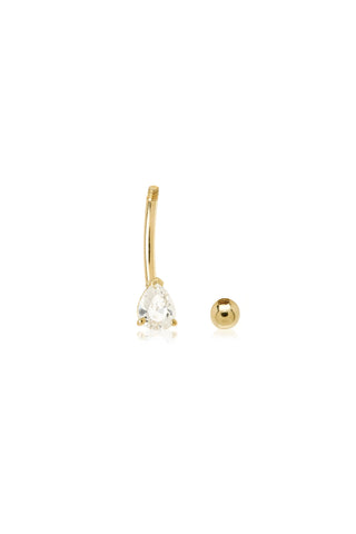 Solid 14ct Gold Jewelled Tear Rook Bar - Gold