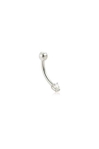 Solid Gold Double Jewelled Heart Rook Bar - White Gold