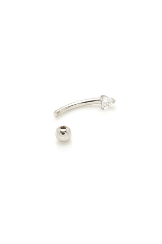 Solid Gold Double Jewelled Heart Rook Bar - White Gold