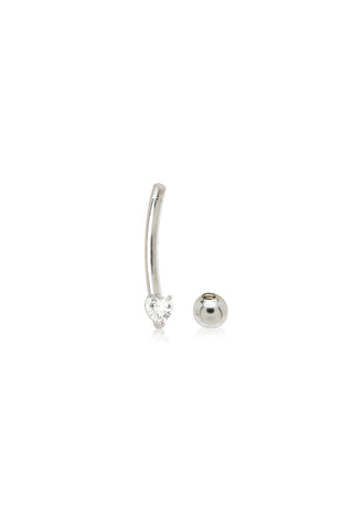 Solid Gold Double Jewelled Heart Rook Bar - White Gold