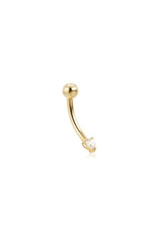 Solid Gold Double Jewelled Heart Rook Bar - Gold