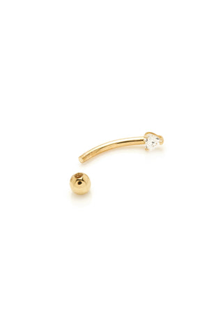 Solid Gold Double Jewelled Heart Rook Bar - Gold