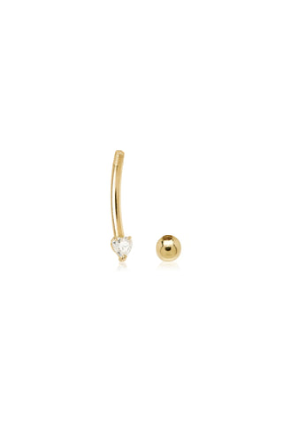 Solid Gold Double Jewelled Heart Rook Bar - Gold
