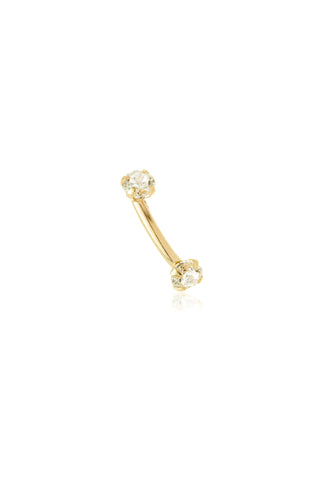 Solid 9ct Yellow Gold Double Gem Prong Set Rook Bar