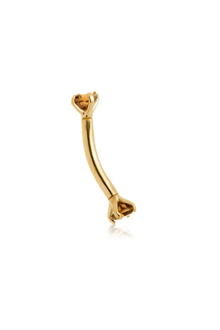 Solid 14ct Gold Rook Bar with Double Prong-Set Smoky Quartz - Gold