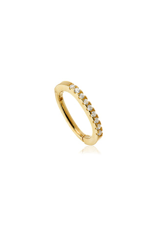Radha Solid Gold Pavé Oval Rook Hoop Earring