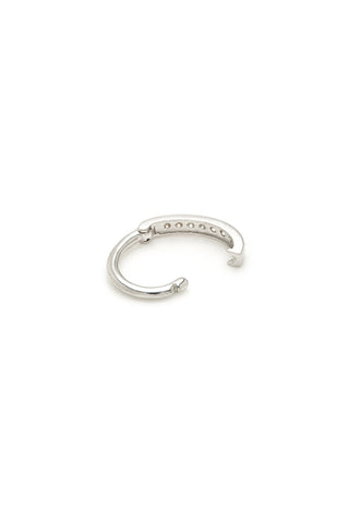 Solid Gold Oval Rook Ring with Channeled Diamonds - White Gold