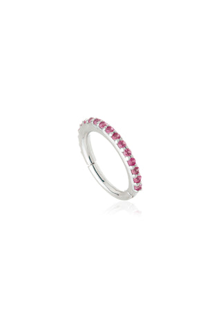 Solid 14ct White Gold Ruby Pavé Eternity Hinge Ring