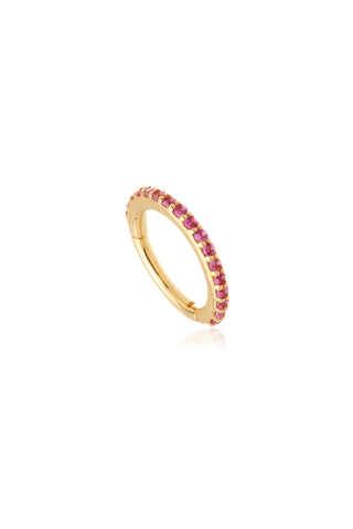 Solid 14ct Yellow Gold Ruby Pavé Eternity Hinge Ring