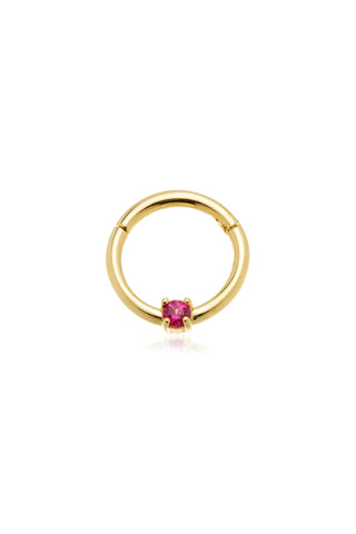 Solid 14ct Solid Yellow Gold Ruby Prong Set Hinge Ring