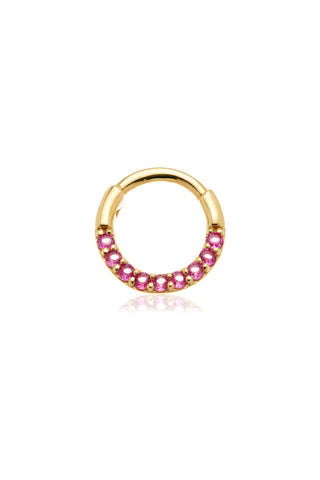 Solid 14ct Yellow Gold Pavé Ruby Daith Septum Ring