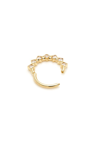 Solid Gold Front Facing Hinged Ring with Square Bezel Set Gem - Gold