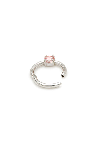 Solid 14ct Gold Daith & Septum Ring with Pink Sapphire - White Gold