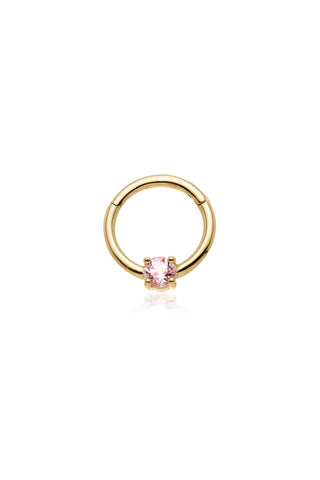 Solid 14ct Gold Daith & Septum Ring with Pink Sapphire - Gold