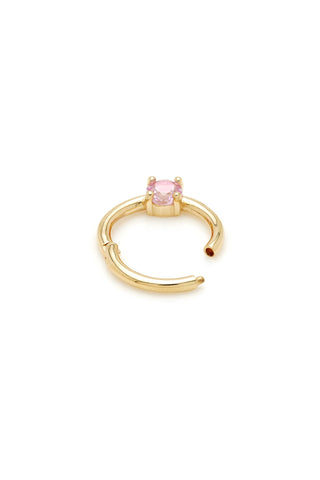 Solid 14ct Gold Daith & Septum Ring with Pink Sapphire - Gold