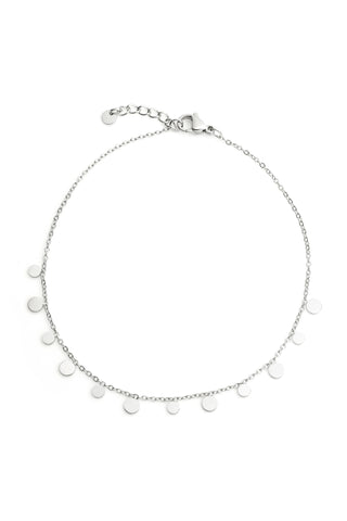 Silver Disc Charm Rolo Chain Anklet