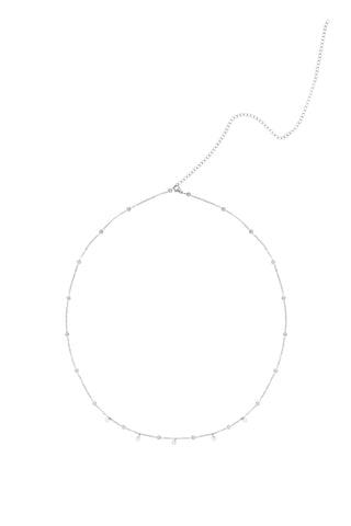 Silver Belly Chain with Hanging Gemstones