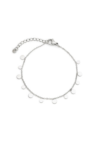 Silver Disc Charm Rolo Chain Bracelet