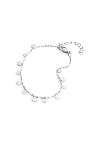 Silver Disc Charm Rolo Chain Bracelet